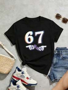 Camiseta de manga corta con cuello redondo suave y casual de verano para mujer, tops para salir, vintage, Gen Z, tops, curvas, ropa Y2K, algodón, Italia, Grecia, tops de mujer, tops bonitos, camisetas gráficas, conjuntos de primavera, estilo callejero americano, casual deportivo, estilo unisex, estilo casual urbano, casual, jersey, camisetas holgadas, ropa de calle retro, estilo de los 90, estilo de los 2000, subcultura, estilo europeo, tops negros, tops blancos, conjuntos de fiesta de los 90. Negro - Negro - Ver 3
