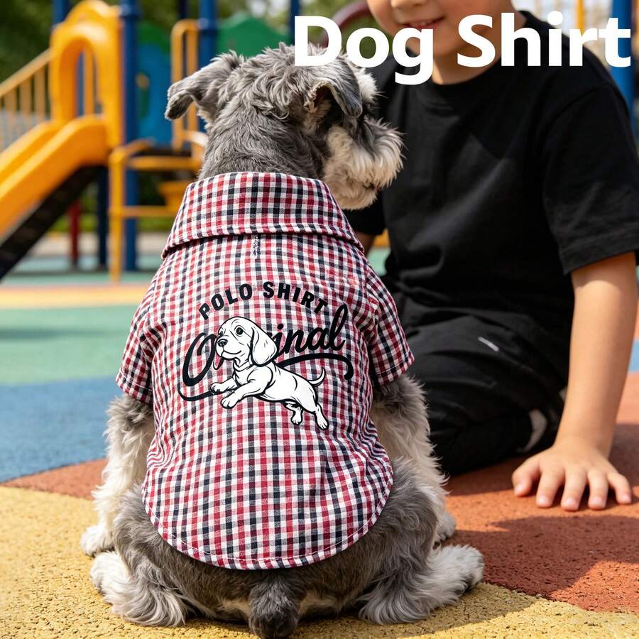 1 pièce Vêtements pour animaux de compagnie, chemise à col pointu à carreaux pour petit chien, robe légère pour animal de compagnie pour le printemps/l'été/l'automne - Multicolore - Voir 1