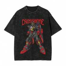 TopsAnime Print Tshirt Streetwear Harajuku Washed T Shirt Summer Short Sleeve Vintage T-Shirt Cotton Tops TeesLoose And Comfortablesummer Tops - 黑色 10 - 查看 12