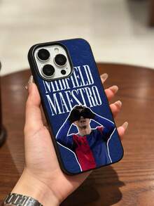 1 Piece Compatible With Iphone Series Models, Barcelona Midfield Master Cool Style, Lychee Pattern Skin Friendly Frosted Soft Shell, All Inclusive Anti Fall Phone Protective Case, MIDField MAESTRO Star Celebration Print - Black - View 3