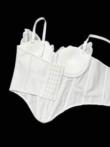 Áo tank top đính hoa và ngọc trai thủ công thời trang, có áo ngực, đính cườm, kiểu crop top gợi cảm, áo corset, áo khoác ngoài nữ, áo bustier, áo dự tiệc, áo thường ngày, màu trắng, mùa hè. - trắng - Xem 6