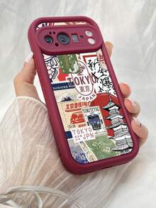 NR100 ジャパン ロック画面アート,対応するPixel 10 9 8 Pro 9A 8A ケース、対応するiPhone17 16 15 14 13 12 11 Pro Max 7 8 16 15 14 Plus 16e 17e 17 Air ケース、フルカメラ保護ソフト TPU ケース、キャンディカラーエンジェルアイラダーマットシリコン肌に優しいタッチフォンケースカバー（女性＆女の子向け） - バーガンディ - チェックする 1