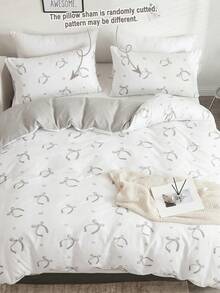 2pcs/3pcs Cute Gray Heart & Bow Duvet Cover Set (1 Duvet Cover + 2 Pillow Shams, Comforter Not Included), Soft & Skin-Friendly Polyester Fiber, Suitable For All Seasons, Bedroom Decor, Spring Bedding - Multicolor - View 6