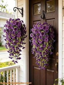 4pcs/1pc Artificial Hanging Flower Vines, UV-Resistant Purple Hanging Artificial Morning Glory Flower Bouquets,Artificial Hanging Flowers, Artificial Flowers, Artificial Plants, Mixed Color Vines And Eucalyptus Leaves, Lifelike, No Container Needed, 31 Inch Hanging Artificial Greenery. Can Be Used As Wall Hanging Plants - Multicolor - View 6