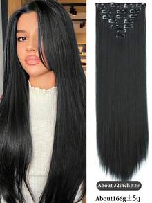 7 chiếc kẹp tóc tổng hợp dài 18-32 inch, màu đen tự nhiên, dùng để búi tóc. - Nhiều màu - Xem 16