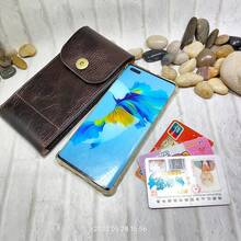 Mobile Phone Waist Bag Holster Genuine Leather Phone Sheath  Universal Belt Pouch Pack Men's 2102DK - XL-coffee - View 6