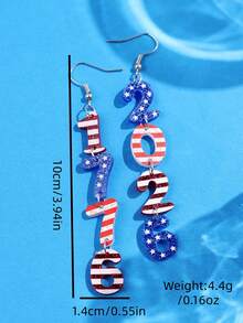 1 paire de boucles d'oreilles pendantes colorées et créatives pour le 250e anniversaire de l'Indépendance, 1776-2026. Bijou polyvalent pour le quotidien, les fêtes et les cadeaux pour les femmes - Multicolore - Voir 5