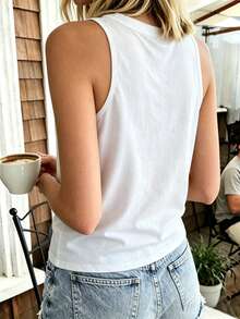 Áo tank top không tay cổ tròn in hình phong cảnh đường quê, dáng rộng thoải mái, chất liệu thoáng khí, thích hợp cho mùa hè, hẹn hò, đi biển, du lịch, mặc ở nhà. Màu trắng. - trắng - Xem 2