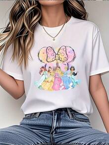Disney Women's T-Shirt Whether You Are A Natural Princess Or A Flawless Villain, Casual Summer T-Shirts - 白色 - 查看 2