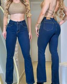 Women's Flare Jeans With Lycra - Comfortable - AZUL OSCURO - Ver 4