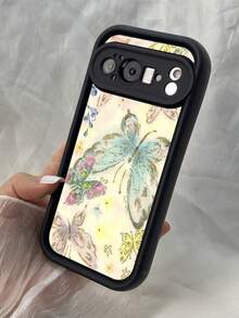 NR32 蝶と桜,対応するPixel 10 9 8 Pro 9A 8A ケース、対応するiPhone17 16 15 14 13 12 11 Pro Max 7 8 16 15 14 Plus 16e 17e 17 Air ケース、フルカメラ保護ソフト TPU ケース、キャンディカラーエンジェルアイラダーマットシリコン肌に優しいタッチフォンケースカバー（女性＆女の子向け） - ブラック - チェックする 4