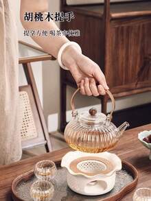 Tetera de vidrio resistente al calor con forma de calabaza, elegante hervidor de té para el hogar para preparar té - Multicolor - Ver 8