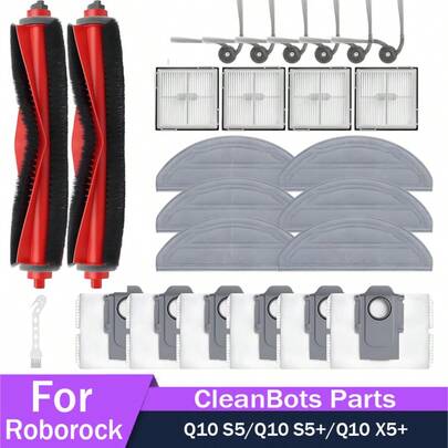 Accessories For Q10 S5/Q10 S5+/Q10 X5+ Robot Vacuum Cleaner: Roller Brush, Side Brush, Filter, Dust Bag