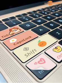 SUPSTICKER 1张可爱卡通动物甜点图案键盘贴纸，甜美少女风格，PVC材质，自粘可移除，DIY个性化装饰，耐刮擦，适用于笔记本电脑、平板电脑、游戏机、手机键盘装饰，尺寸：4.01*4.72英寸 - 查看 3
