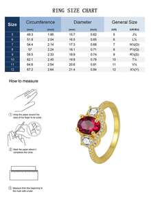 Charm-In 18K Gold Plated Ruby Red CZ Three Stone Ring, Halo CZ Statement Ring, Elegant Promise Jewelry For Women, Daily & Party Wear - Gold - View 4