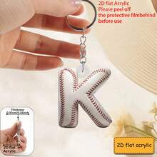 Llavero acrílico con diseño plano 2D de letra de béisbol, llavero y regalo de jugador y fanático de béisbol, colgante de bolso, decoración de llaves, regalo perfecto - Llavero con letras de béisbol - Ver 38