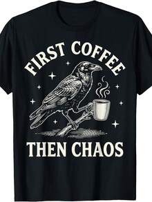 Camiseta First Coffee Then Chaos - Negro - Ver 8
