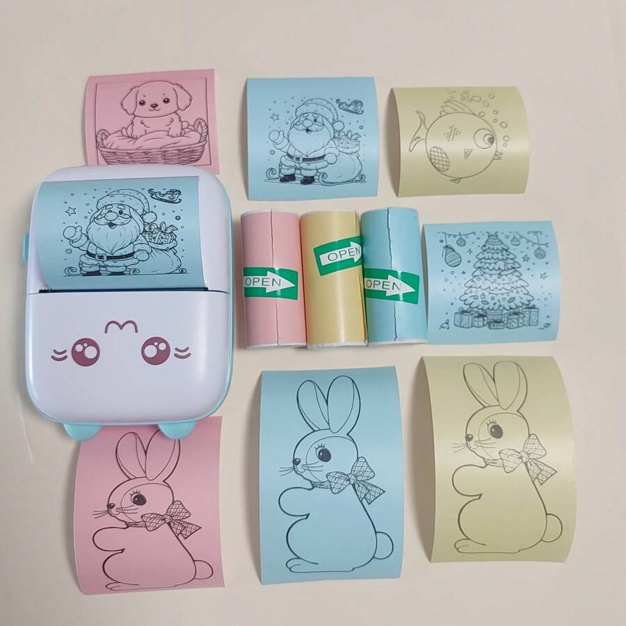 Colorful Mini Thermal Printer Paper Refill For Most Mini AI Thermal Printers 57 X 25mm Thermal Sticker Paper Rolls For T02/M02 Remove Plastic Roll Holder Study Notes Photos Journals Memo Lists