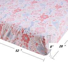 Baby Fitted Crib Sheets, Floral And Animal Print, Pink And White, 4 Pack - Baby Pink - View 7