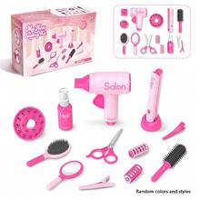 12 Buah Set Mainan Salon Rambut Anak-Anak, Perlengkapan Rias Kecantikan Portabel dengan Sisir, Cermin & Jepit Rambut, Mainan Bermain Peran Interaktif, Hadiah Ulang Tahun untuk Balita Perempuan Usia 3+ - MultiWarna - View 12