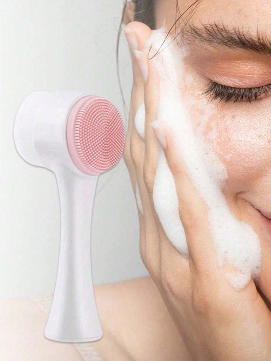 2/1pc Soft Silicone Facial Cleansing Brush, Reusable Double-Sided Face Scrubber, Manual Exfoliating Facial Scrub Brush, Multi-Functional Standing Foaming Tool, Suitable For Face Washing, Shower, Living Room, Home Bedroom, Bathroom, Home Decor, Travel Supplies