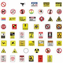 50pcs Cartoon Graffiti Warning Sticker Set, Fun Cartoon Warning Decorative Stickers, Waterproof For Laptop, Phone, Car, Skateboard, Water Bottle, Planner Scrapbook Supplies Scrapbooking - A - View 7