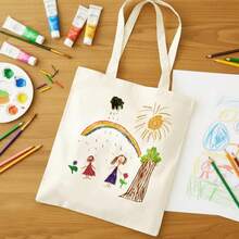 Blank Canvas Tote Bag For DIY Painting, Heat Transfer Handmade, Suitable For Birthday Party, Holiday, Graduation, Children's Day, Painting Party, Gift Bag For Friends, Classmates, Teachers, Nurses - Tote Bag - View 5