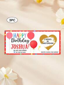 1/3pcs Personalised Birthday Scratch To Reveal Voucher, Special Birthday Surprise Scratch Card For 18th 21st 30th 40th 50th 60th 70th Birthday, Customized Text Gift For Holiday Party Decoration, Concert Ticket Reveal - Multicolor - View 45
