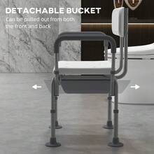 Height Adjustable Shower Stool With Arms And Back, Non-Slip Bedside Commode With Detachable Bucket For Elderly, White - T0001-01-1215 - View 6