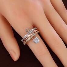 1pc Rope Wrapped Detachable Ring Design With Cubic Zirconia Stones For Women - Multicolor - View 9