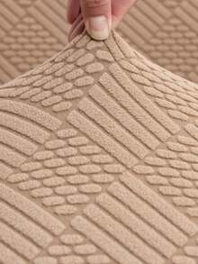 1pc Camel Ruffle Skirt Stretch Dining Chair Cover, Removable Washable Anti-Dust Slipcover, Jacquard Textured Chair Protector For Home & Banquet Decor - Camel - View 7