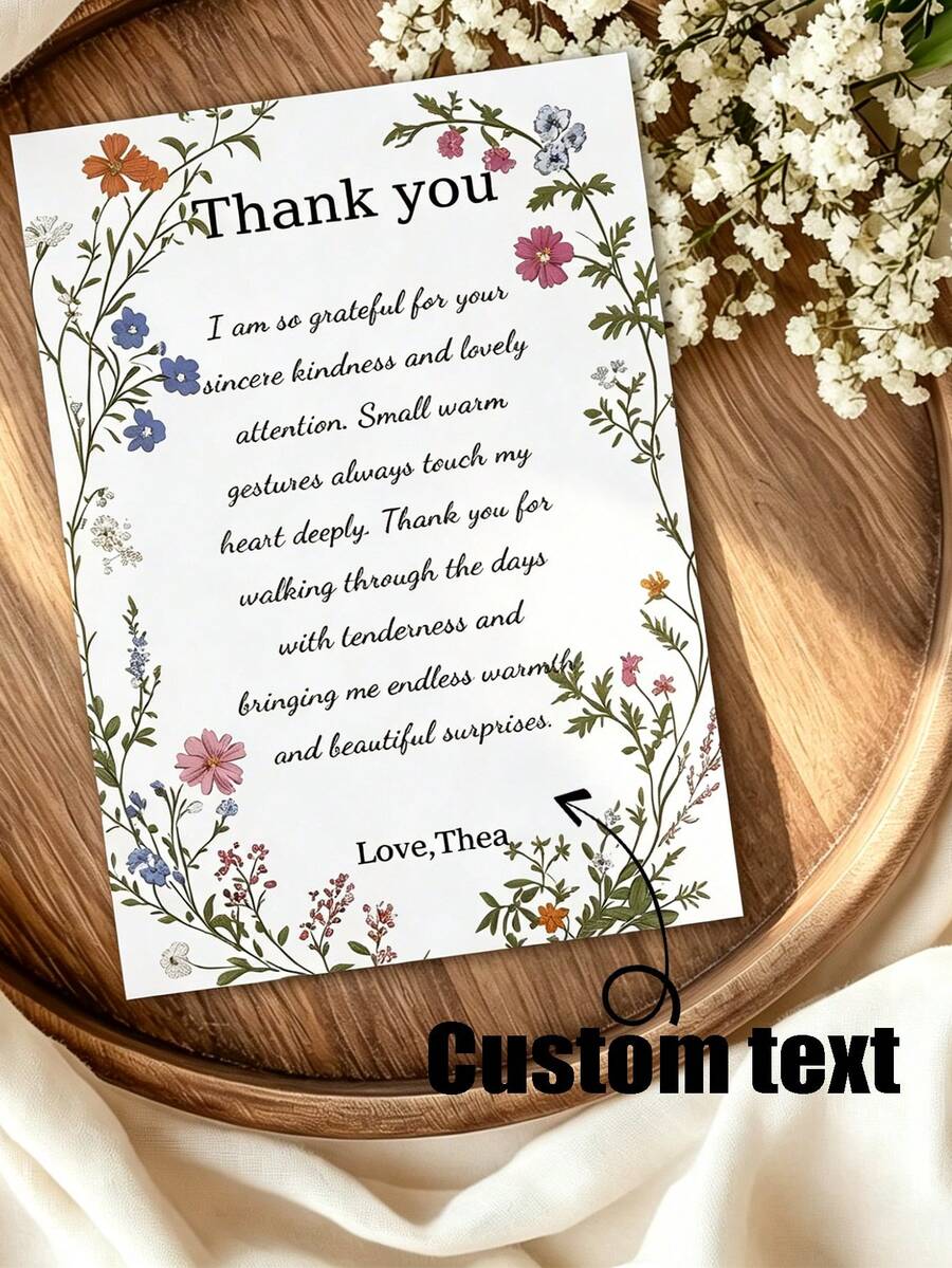 Tarjeta de felicitación personalizada, tarjeta de agradecimiento personalizada para fiestas, adecuada para bodas/cumpleaños/Día de la Madre/aniversarios/regalos/fiestas festivas, tarjeta de agradecimiento con texto personalizado, tarjeta de felicitación con sobre personalizado, tarjeta personalizada, tarjeta de mensaje de regalo personalizada, nota de agradecimiento personalizada - Tarjeta de agradecimiento - Ver 1