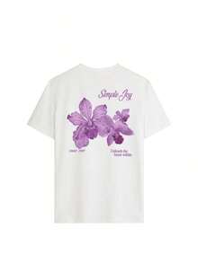 This Colorful Crew-Neck Shirt, Adorned With Floral And Lettering Prints, Is A And Versatile Option For Women. The Graphic Shirt Is Available In White And Other Colors, Ideal For Vacations. Casual - White 4 - View 4