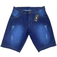 Kit Of 3 Men's Distressed Denim Shorts With Whiskers, Black, Medium Dark & Light, Premium, Various Washes With Elastane - 3 pecas/ Bidode + Preta+Puido - 查看 3