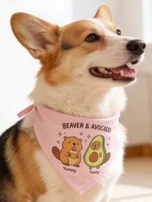 1pc Polyester Soft & Comfortable Pet Bandana With Cartoon Pattern, Suitable For Cats And Dogs Indoors And Outdoors - Pink - View 4