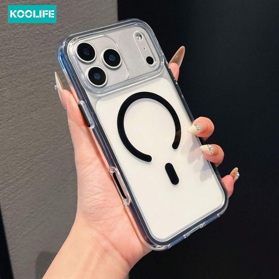 Koolife 1件裝馬卡龍黑色磁吸防震氣囊全包覆軟 TPU 手機殼，適用 18 Pro/18 Pro Max/13 14 15 16 17 Pro Max Plus，可愛時尚吸睛設計，適合女性女孩的生日聖誕禮物