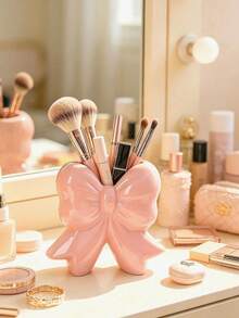 1pc High-End Donut Bow Nordic Style Makeup Brush Holder, Makeup Brush Storage Box, Comb Holder, Foundation Brush Rack, Multi-Functional Pen Cup Decor, Large Capacity, Suitable For Office, Home Decor And Storage, Best Mother's Day Gift - 1 - View 8
