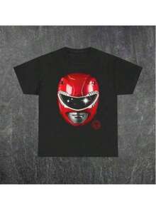Red Power Ranger TeeNew Casual T-Shirts For Men And Women - 黑色 - 查看 16