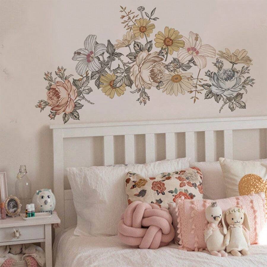 Large Daisy Pattern Wall Sticker, Self-Adhesive Removable PVC Decal, Fresh Minimalist Floral Wallpaper, Suitable For Living Room, Bedroom, Entryway, Corridor Decoration - Daisy Pattern - View 1