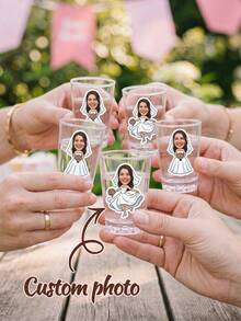 36/64/132pcs Personalized Wedding Bride Stickers, Custom Photo,Bride Face Shot Glasses Stickers,Bachelorette Party Cups Stickers Favors - Multicolor - View 1