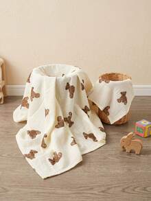 2 Pack Muslin Swaddle Blanket And Washcloth Set  - 100% Cotton Receiving Blanket, Soft & Breathable, Large 40 X 40 Inches, Unisex Baby Essentials For Boys & Girls, Ideal Newborn Shower Gift - 小熊 - 查看 2