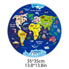 World Map Felt Puzzle Toy - Continents & Oceans, Montessori Geography Educational Toy, Early Learning Teaching Aid For Children - 彩色 - 查看 9