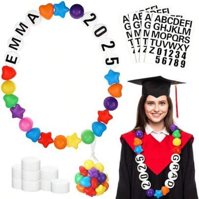 DIY Graduation Leis Colorful Friendship Graduation Necklace Grad Leis Class Of 2026 Oversized Bracelet For Women Men Accessories Grad Gift Party Decor Supplies Colorful