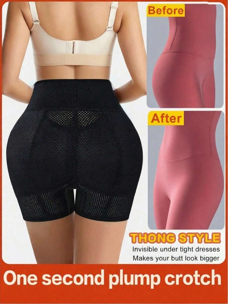 Hip Enhancing, Butt Lifting Shapewear Pants For Women With Removable Padded Butt, Lace Trim Slimming Shaping Briefs - Black - View 1