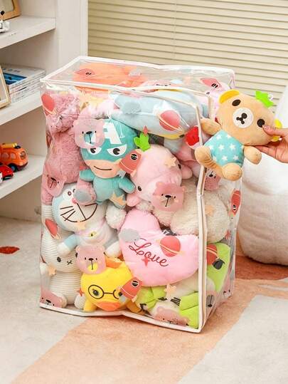 1 túi đựng đồ chống bụi, túi chuyển nhà, hộp đựng quần áo, túi đựng búp bê nhồi bông, túi đựng đồ có khóa kéo trong suốt, chống bụi, dung tích lớn.