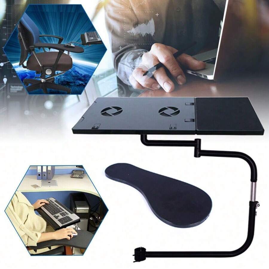 Laptop Mount Holder Chair Arm Rest Keyboard Mouse Pad Adjustable Holder - black color - View 1