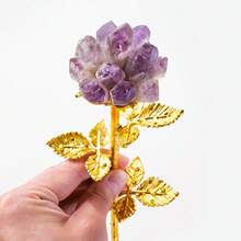 1 Buah Ornamen Bunga Kristal Alami Buatan Tangan, Batu Kasar Rose Quartz & Amethyst untuk Dekorasi Penyembuhan, Hadiah Kerajinan Romantis untuk Hari Valentine - Gugusan Kristal Mawar - View 9