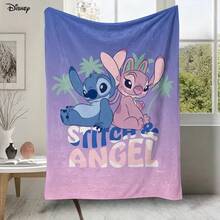 Couverture polaire avec impression de style minimaliste des personnages de dessins animés mignons Disney Stitch et Angel, dans des couleurs dégradées rêveuses. Couverture douce et légère pour se reposer et se réchauffer, convenant pour le canapé, le lit, le salon, la chambre, le bureau, les voyages, toutes les saisons - couleur 1 - Voir 6