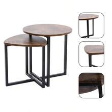 2pcs Space-Saving Nesting Coffee Tables - Compact Stackable Side Tables For Small UK Living Rooms, Brown Wood End Tables For Sofa/Bedside - 2PCs Brown - View 8