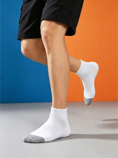 1/5/10/20 Pairs Solid Color Minimalist Casual Short Socks, Men's Thin Comfortable Sports Socks